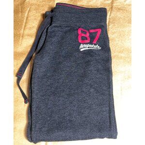Aeropostale Sweatpants, Dark Gray, Pink Lettering, Size XS